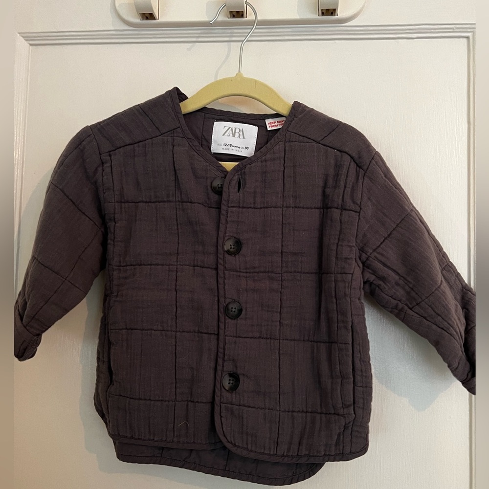 Zara quilted jacket faded black 12-18 months